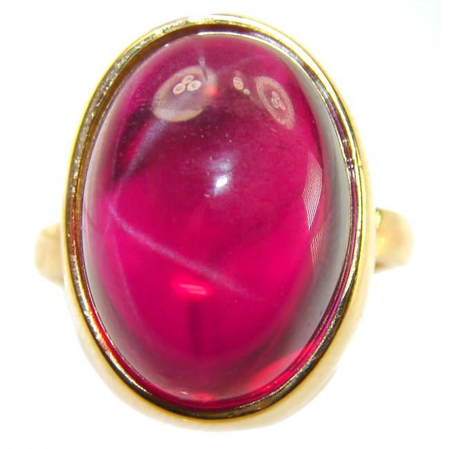 Bella Rosa Genuine 27.8 CARAT Ruby .925 Sterling Silver dipped in 18K Gold Large Statement Ring size 6 1/4 - photo 4