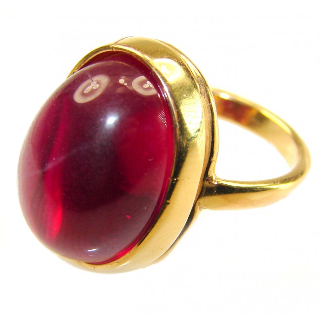 Bella Rosa Genuine 27.8 CARAT Ruby .925 Sterling Silver dipped in 18K Gold Large Statement Ring size 6 1/4 - photo 3