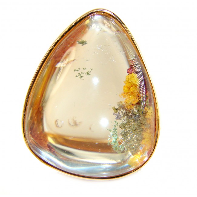 The best quality genuine 26.5 carat Phantom Quartz 18K Gold over .925 Sterling Silver handmade Statement Ring s. 8 adjustable - photo 3