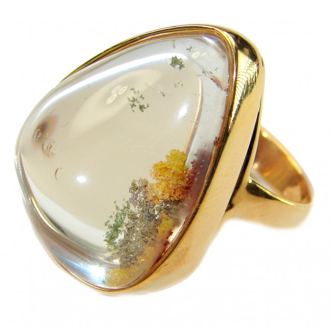 The best quality genuine 26.5 carat Phantom Quartz 18K Gold over .925 Sterling Silver handmade Statement Ring s. 8 adjustable - photo 1
