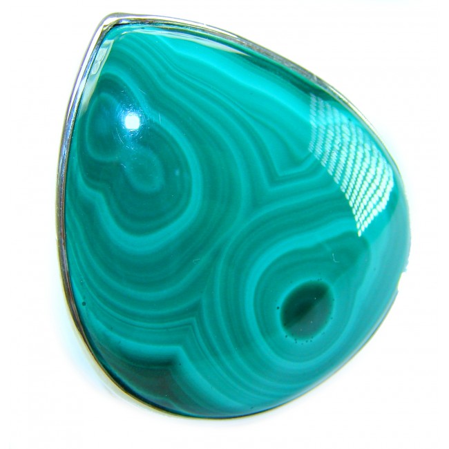 29.5 CARAT genuine Malachite from Ural .925 Sterling Silver handcrafted ring size 7 adjustable