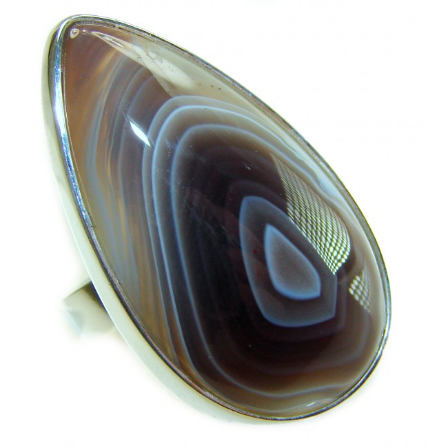Sahara Dune Top Quality Botswana Agate .925 Sterling Silver handcrafted Ring s. 8 adjustable