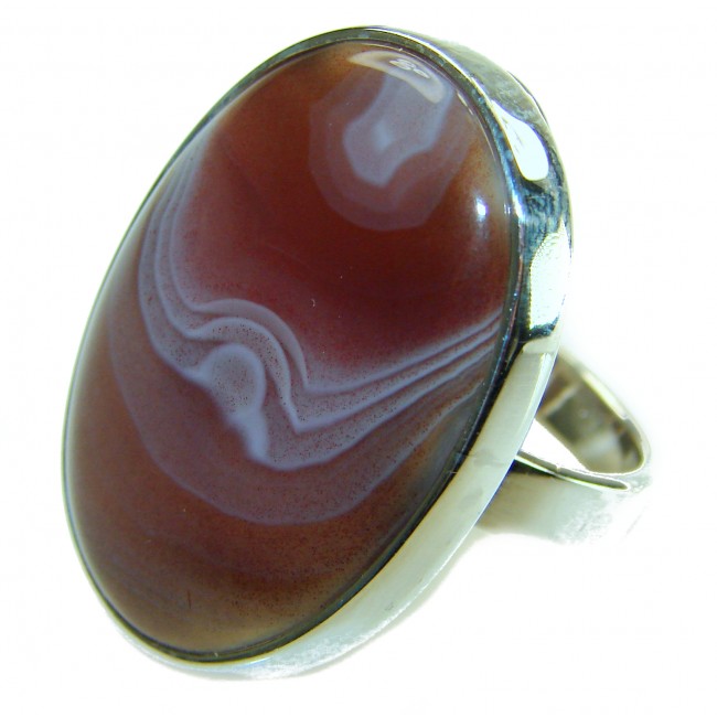 Change - Top Quality Botswana Agate .925 Sterling Silver handcrafted Ring s. 7 adjustable