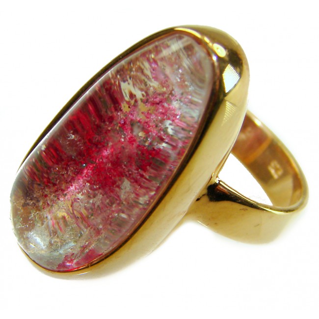 The best quality genuine 26.5 carat Phantom Quartz 18K Gold over .925 Sterling Silver handmade Statement Ring s. 8 adjustable - photo 1