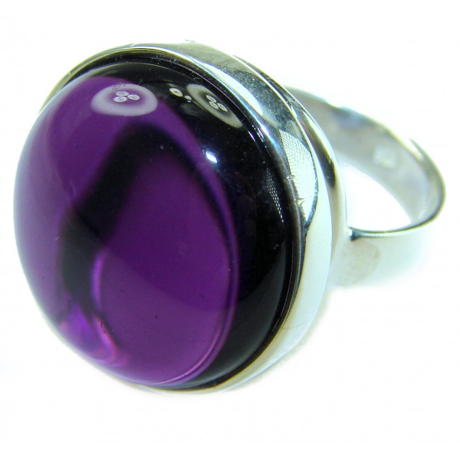 Purple Royalty 20.5 carat Amethyst .925 Sterling Silver Handcrafted Ring size 7 adjustable - photo 1
