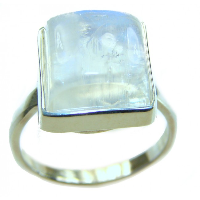 Rainbow Moonstone .925 Sterling Silver handmade ring s. 8
