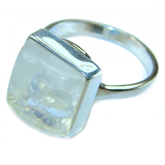 Rainbow Moonstone .925 Sterling Silver handmade ring s. 8