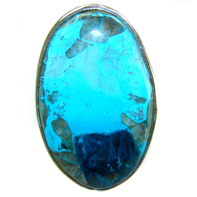 Authentic Parrot's Wing Chrysocolla .925 Sterling Silver handcrafted ring size 8 adjustable
