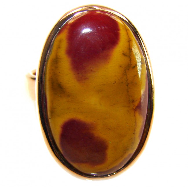 Mars best quality 23.8 carat Mookaite 18K Rose Gold over .925 Sterling Silver handmade ring 7 adjustable