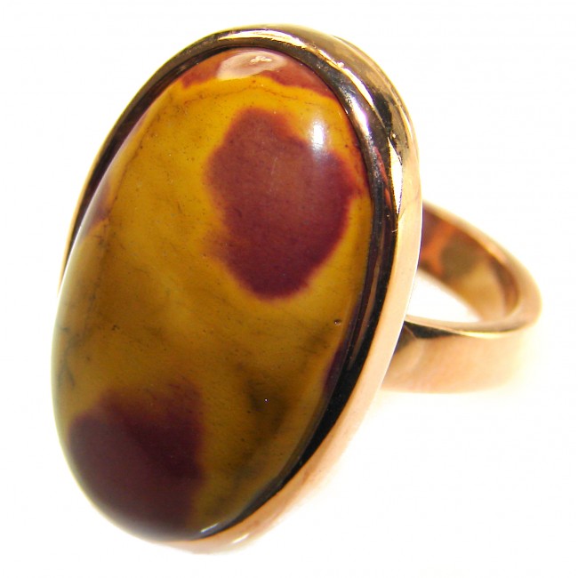 Mars best quality 23.8 carat Mookaite 18K Rose Gold over .925 Sterling Silver handmade ring 7 adjustable