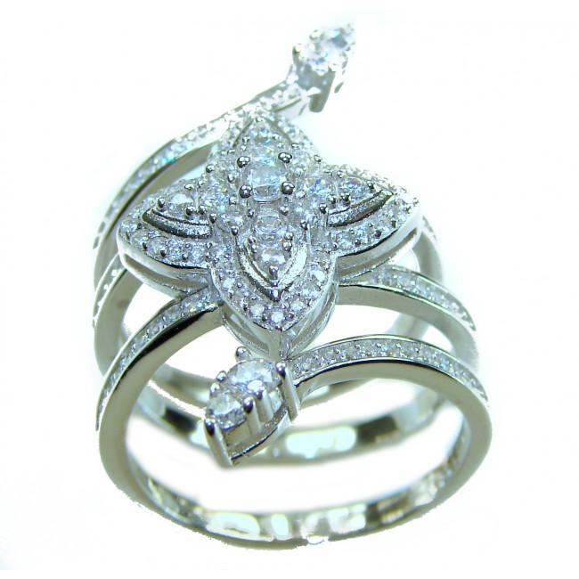 Allure Natural 11.2 carat White Topaz .925 Sterling Silver handcrafted Ring s. 7 - photo 2