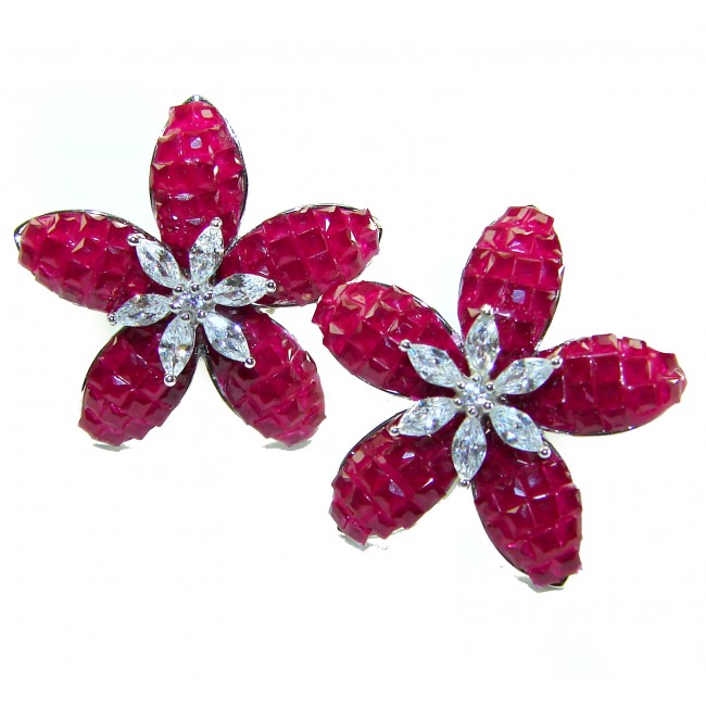 Magnificent Jewel 21.5 carat Ruby .925 Sterling Silver handcrafted incredible earrings