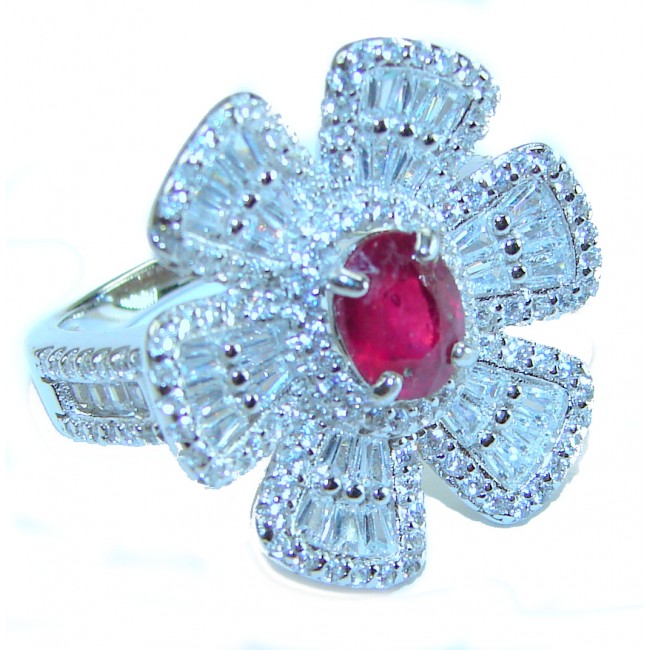 Art Deco * Natural 3.9 carat Ruby .925 Sterling Silver handmade Statement Ring size 6 1/4 - photo 3