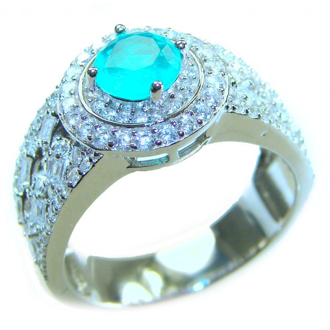 Eau Pure 2.5 carat Paraiba Tourmaline .925 Sterling Silver Handcrafted Ring size 8 1/4