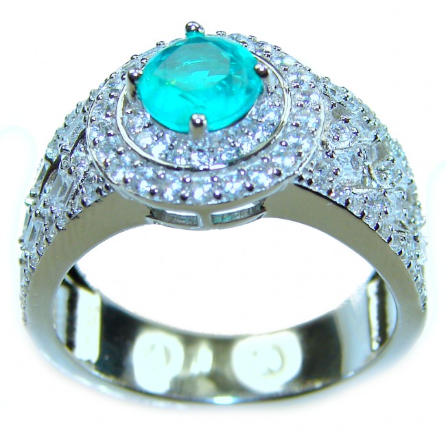 Eau Pure 2.5 carat Paraiba Tourmaline .925 Sterling Silver Handcrafted Ring size 8 1/4