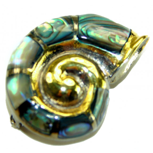 Atlantis Natural Rainbow Abalone 18K Gold over .925 Sterling Silver handmade Pendant