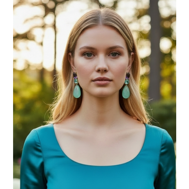 Dolce Vita authentic 29.5 carat authentic Apatite .925 Sterling Silver handcrafted Statement earrings