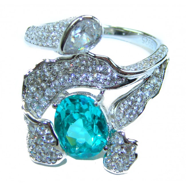 Eau Pure 6.5 carat Paraiba Tourmaline .925 Sterling Silver Handcrafted Ring size 6 1/4
