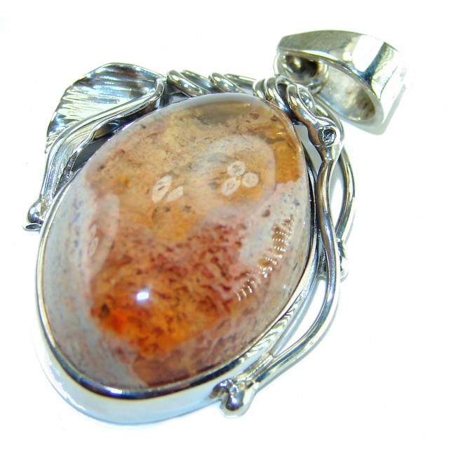 Inner Fire Natural 29.2 carat Mexican Fire Opal .925 Sterling Silver dipped in 18K Gold handmade Pendant