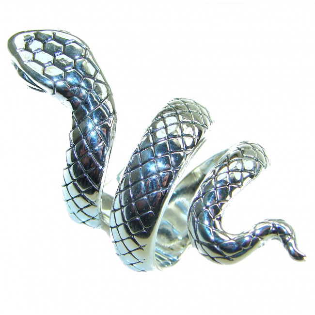 Large Boa Snake .925 Sterling Silver handcrafted Statement SPINAL Ring size 8