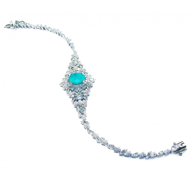 Gabriella 10.2 carat authentic Emerald rhodium over .925 Sterling Silver handcrafted Statement bracelet - photo 3