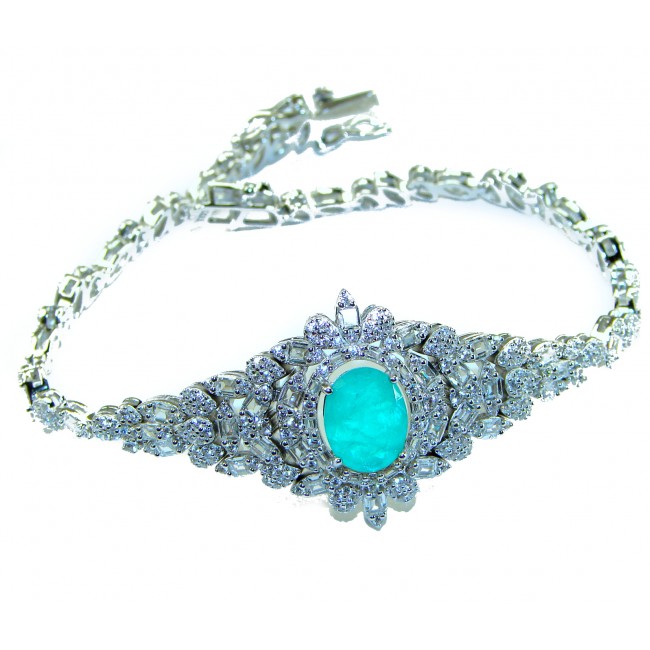 Gabriella 10.2 carat authentic Emerald rhodium over .925 Sterling Silver handcrafted Statement bracelet - photo 2
