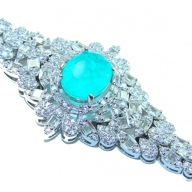 Gabriella 10.2 carat authentic Emerald rhodium over .925 Sterling Silver handcrafted Statement bracelet - photo 1