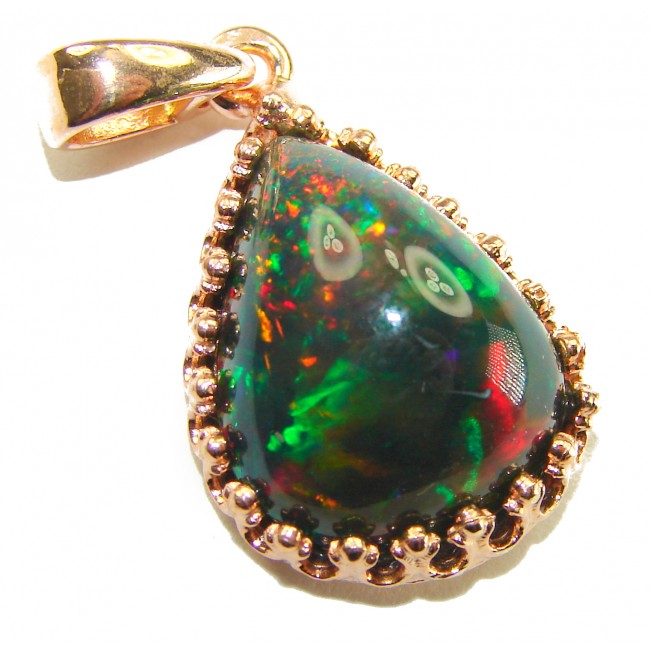Black Galaxy 12.5 ctw Authentic Black Opal 14K Gold over .925 Sterling Silver handmade Pendant