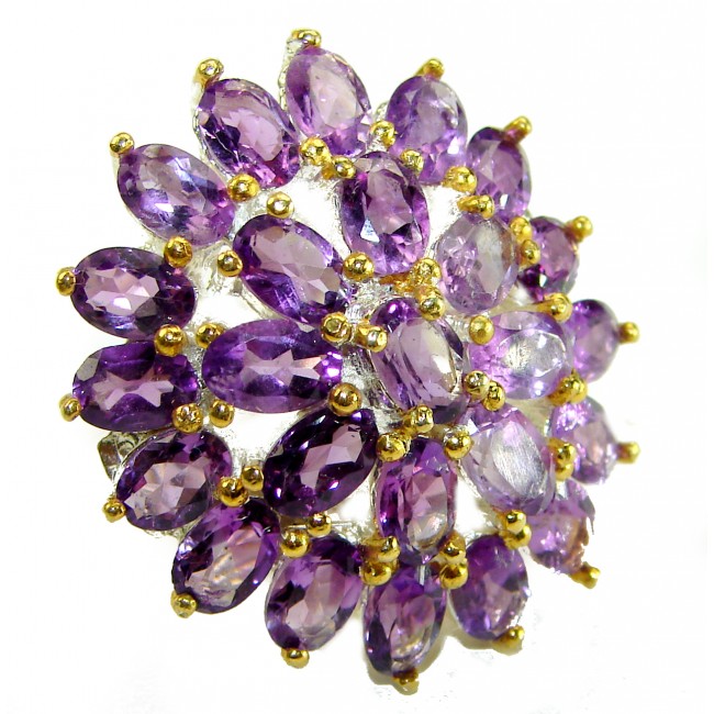 Purple Spring 35.5 carat Amethyst .925 Sterling Silver dipped in 14K Gold over Handcrafted Ring size 7