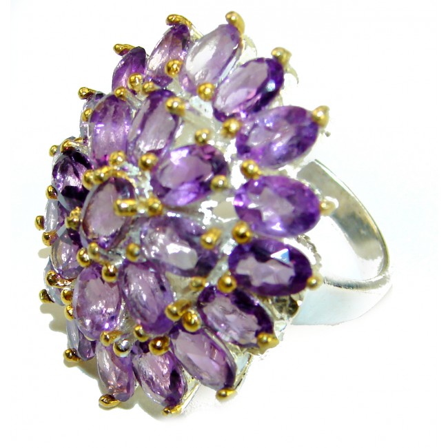 Purple Spring 35.5 carat Amethyst .925 Sterling Silver dipped in 14K Gold over Handcrafted Ring size 7