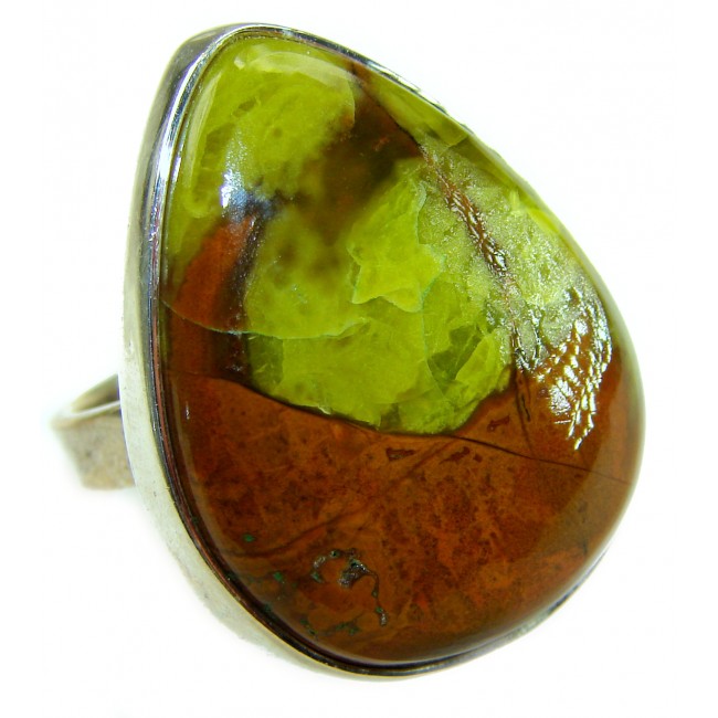 LARGE Authentic Morrisonite Jasper Sterling Silver handmade Ring size 8 adjustable