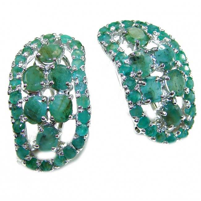 Born to Glam authentic 18.7 carat Colombian Emerald .925 Sterling Silver handcrafted Statement earrings - photo 3