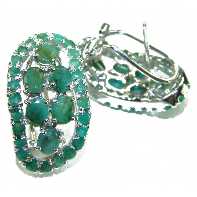 Born to Glam authentic 18.7 carat Colombian Emerald .925 Sterling Silver handcrafted Statement earrings - photo 1