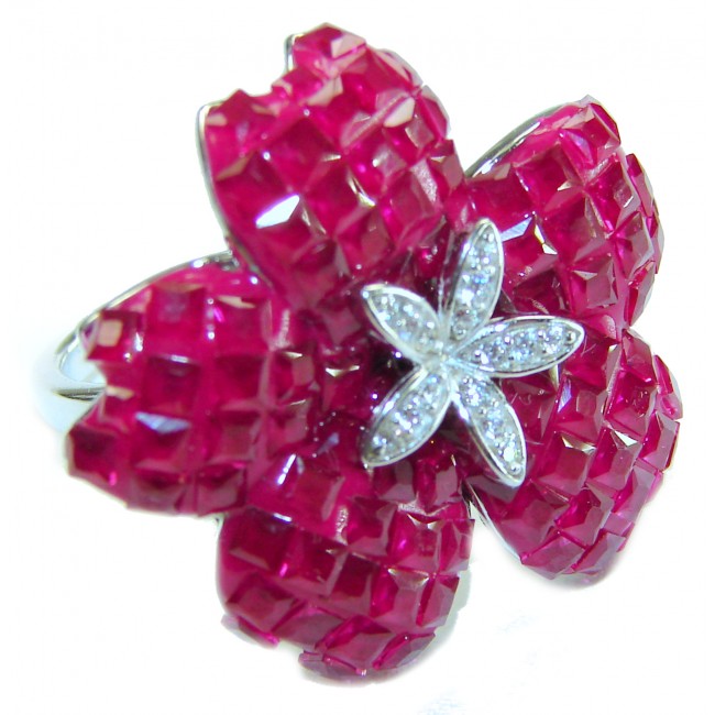 Luxurious - natural - mystery setting - 25.5 carat Ruby .925 Sterling Silver handmade Statement Ring size 6 1/4 - photo 4