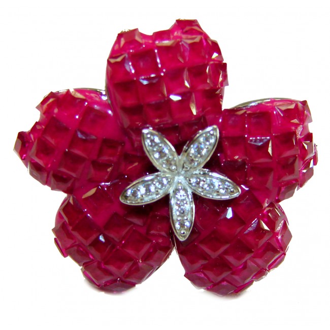 Luxurious - natural - mystery setting - 25.5 carat Ruby .925 Sterling Silver handmade Statement Ring size 6 1/4 - photo 3