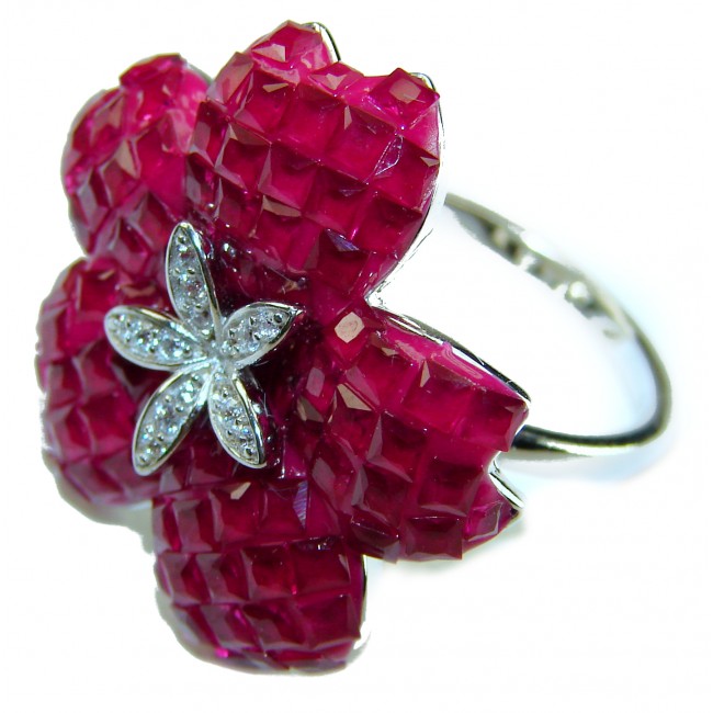 Luxurious - natural - mystery setting - 25.5 carat Ruby .925 Sterling Silver handmade Statement Ring size 6 1/4 - photo 2