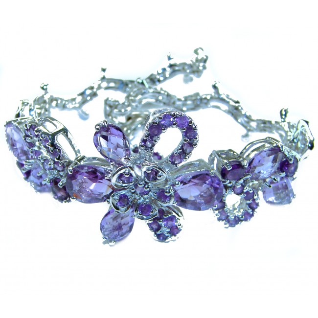 Dolce Vita - Precious Natural 156.5 carat Amethyst from Uruguay Rhodium over .925 Sterling Silver handcrafted bracelet