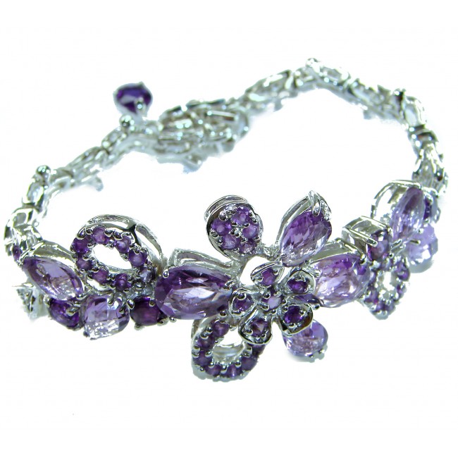 Dolce Vita - Precious Natural 156.5 carat Amethyst from Uruguay Rhodium over .925 Sterling Silver handcrafted bracelet
