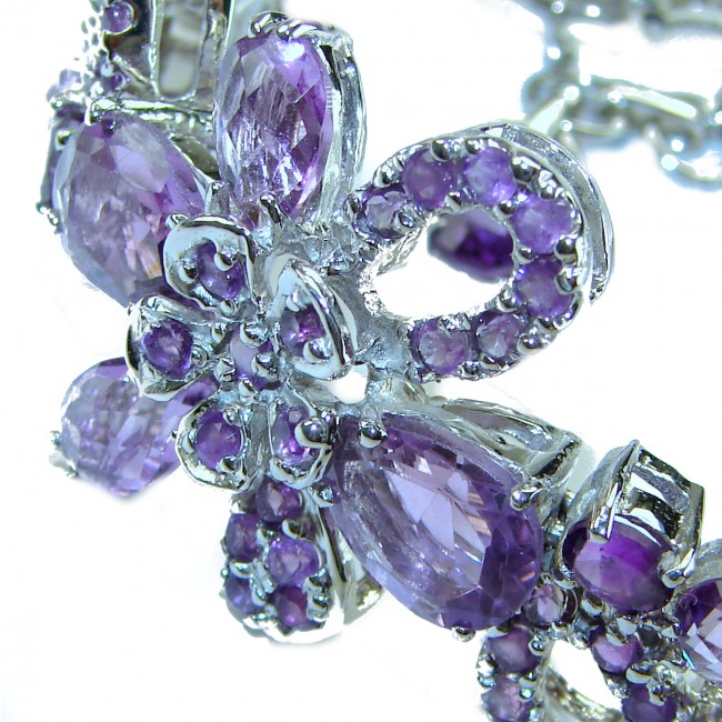 Dolce Vita - Precious Natural 156.5 carat Amethyst from Uruguay Rhodium over .925 Sterling Silver handcrafted bracelet