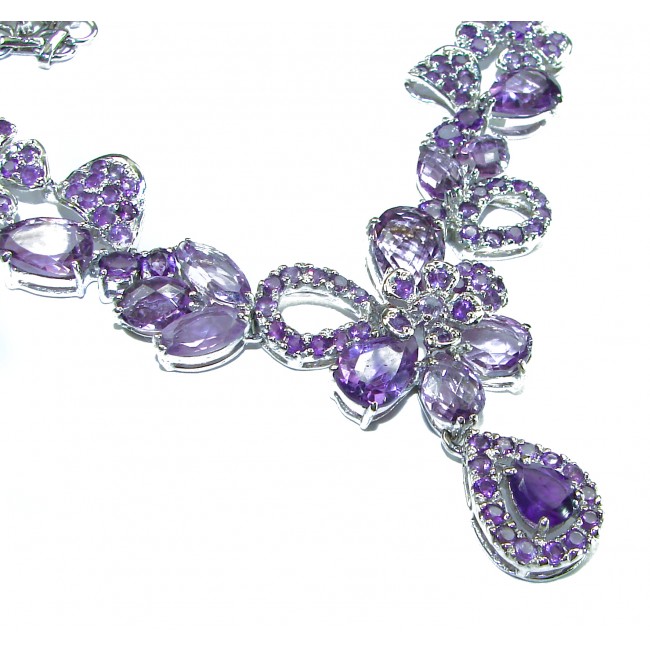Dolce Vita - Precious Natural 266.5 carat Amethyst from Uruguay Rhodium over .925 Sterling Silver handcrafted Necklace