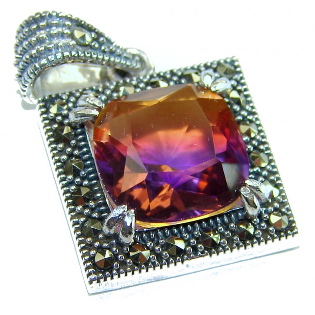 THE COLORS OF THE EARTH 11.5 carat Ametrine Marcasite .925 Sterling Silver handmade Pendant