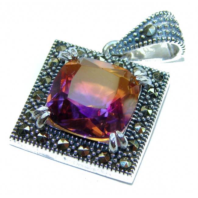 THE COLORS OF THE EARTH 11.5 carat Ametrine Marcasite .925 Sterling Silver handmade Pendant