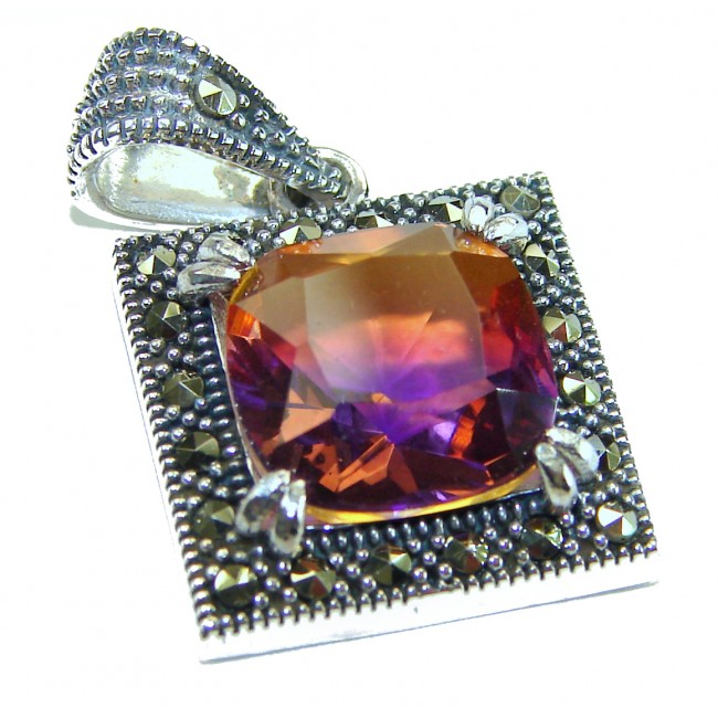 THE COLORS OF THE EARTH 11.5 carat Ametrine Marcasite .925 Sterling Silver handmade Pendant