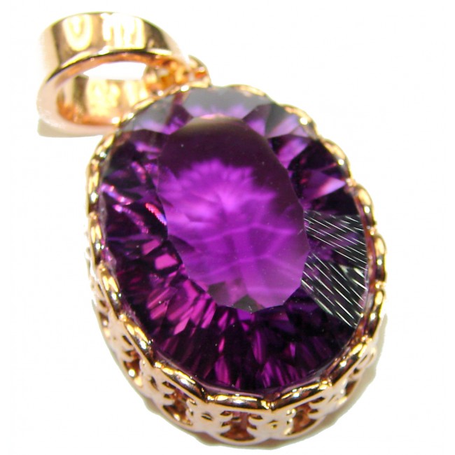 Mademoiselle - 22.5 carat natural Amethyst .925 Sterling Silver dipped in 18K Rose Gold handcrafted Pendant
