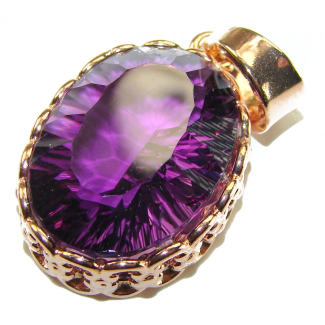 Mademoiselle - 22.5 carat natural Amethyst .925 Sterling Silver dipped in 18K Rose Gold handcrafted Pendant
