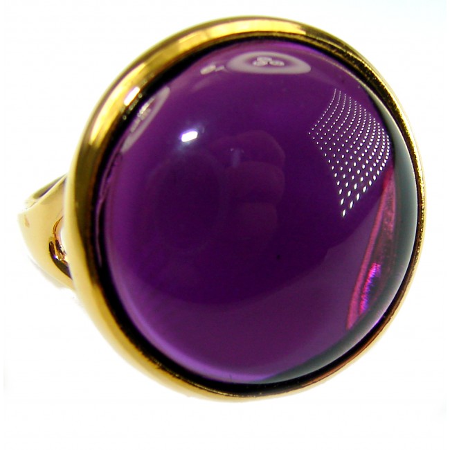 Purple Full Moon 21.2 carat Amethyst 14K Gold over .925 Sterling Silver Handcrafted Large Ring size 8