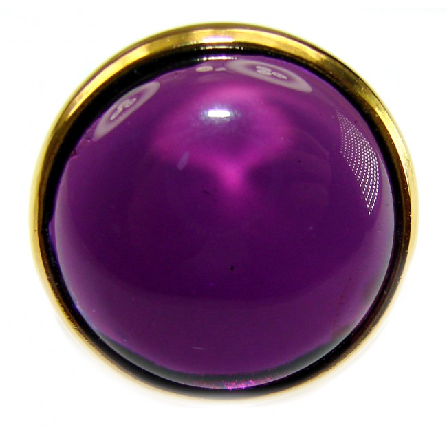 Purple Full Moon 21.2 carat Amethyst 14K Gold over .925 Sterling Silver Handcrafted Large Ring size 8