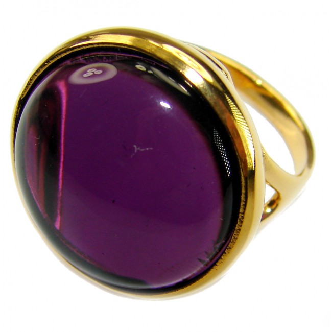 Purple Full Moon 21.2 carat Amethyst 14K Gold over .925 Sterling Silver Handcrafted Large Ring size 8