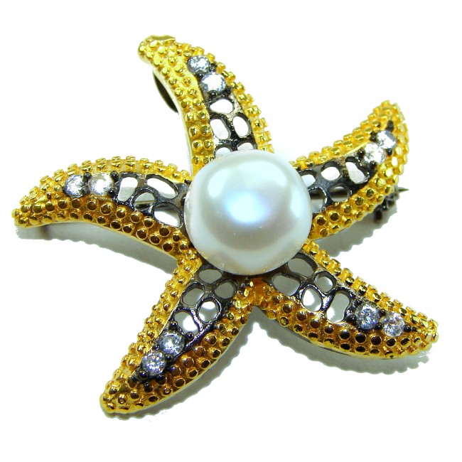 Genuine Mother of Pearl Ruby 14K Gold .925 Sterling Silver handmade Pendant Brooch