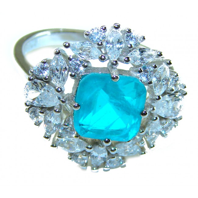 Vintage style - 4.5 carat Emerald .925 Sterling Silver handcrafted Statement ring size 7 1/2 - photo 2